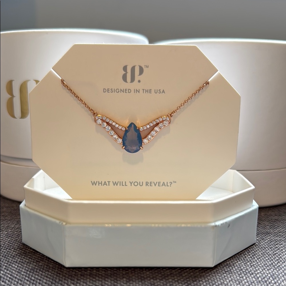 BP Blue and Gold Teardrop Necklace